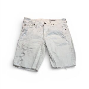 AG Women’s The Nikki Relaxed skinny distressed Jean short white Size 28